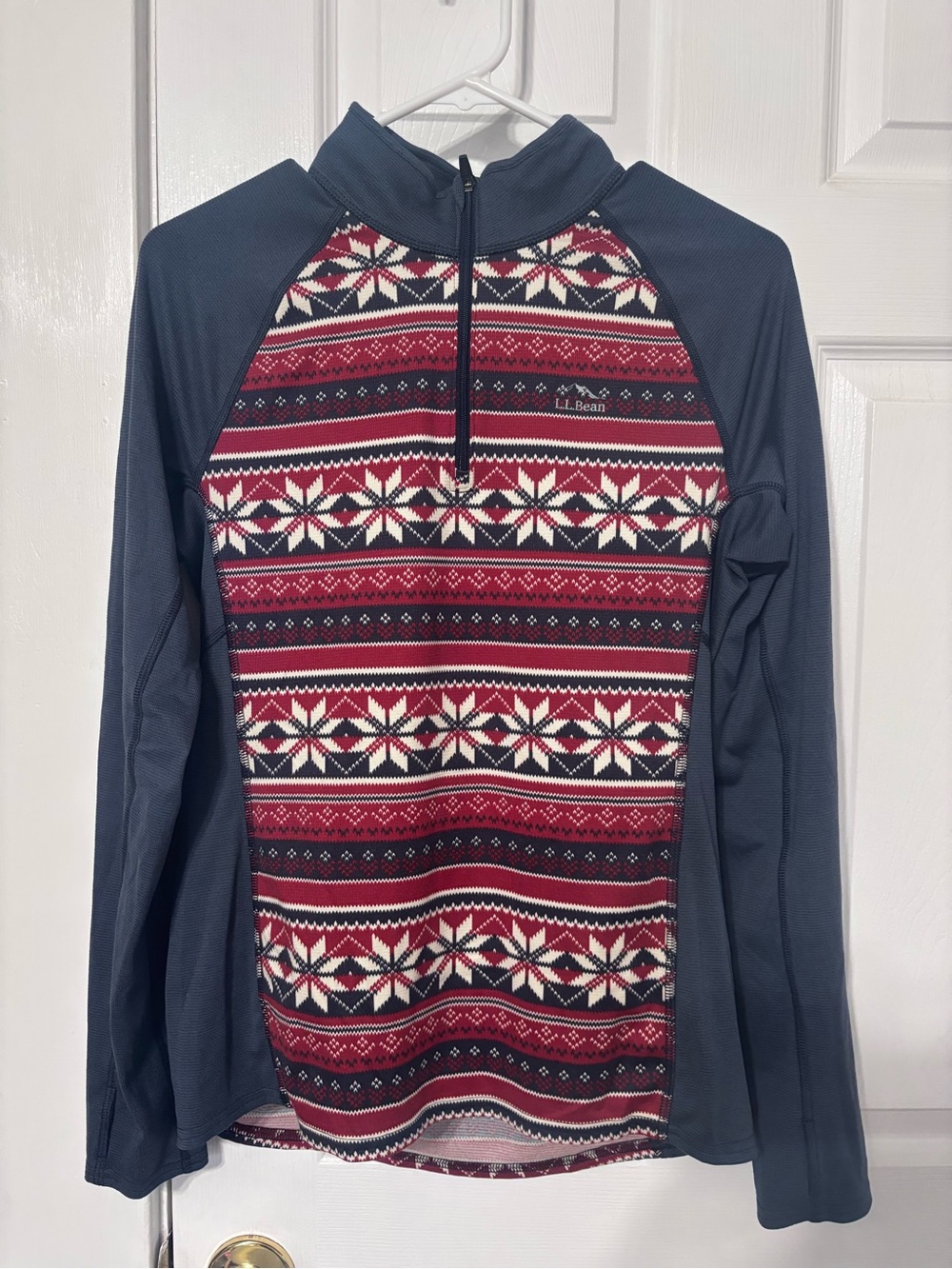 L.L. Bean Half-Zip Nordic Print Pullover - size medium women’s